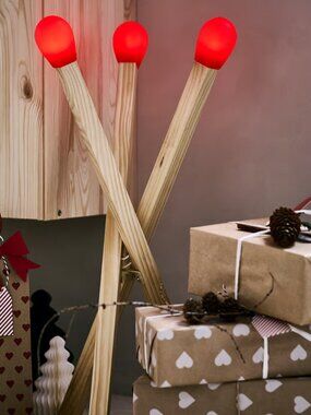 new IKEA STRALA floor light, matchstick-shaped wood